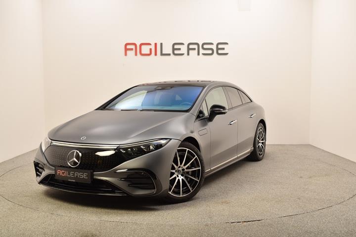 Grå Mercedes EQS450+ fra 2022 set udefra