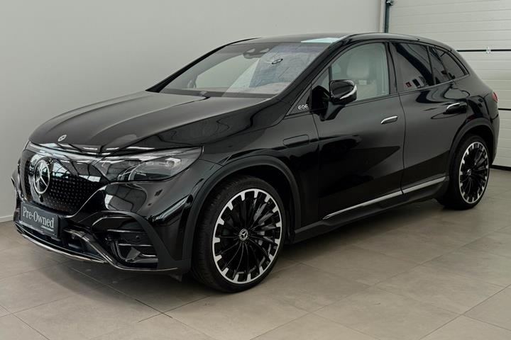 Sort Mercedes EQE350 SUV fra 2024 set udefra
