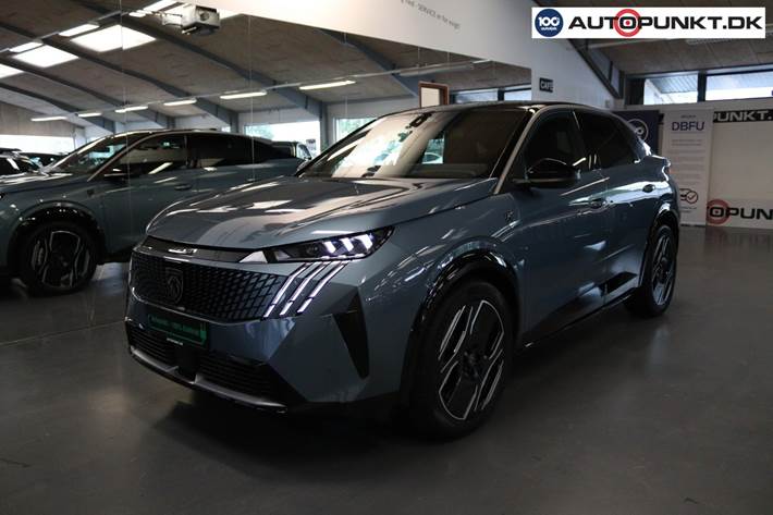 Blå Peugeot e-3008 fra 2024