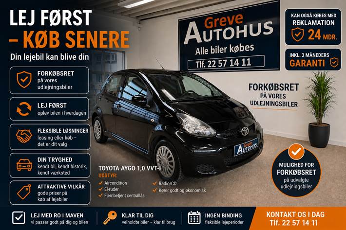 Sort Toyota Aygo fra 2011