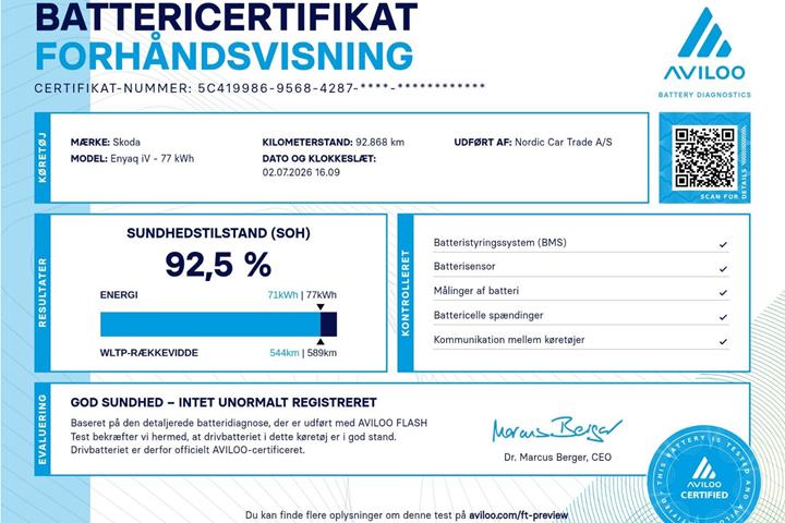 Grå Skoda Enyaq fra 2021