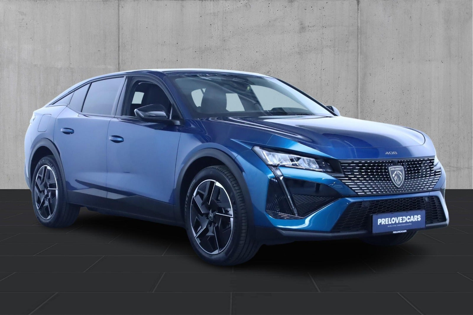 Blå Peugeot e-408 fra 2026