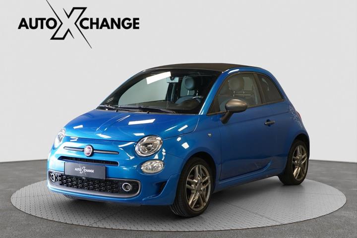 Blå Fiat 500C fra 2017 set udefra