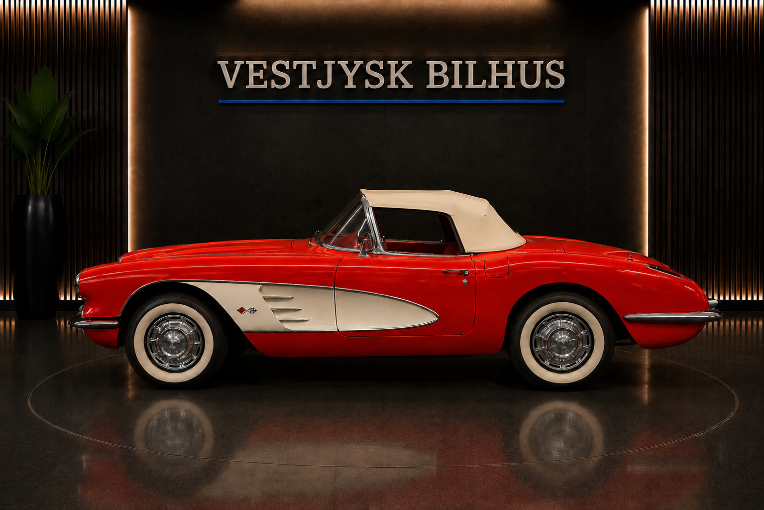 Rød Chevrolet Corvette fra 1960