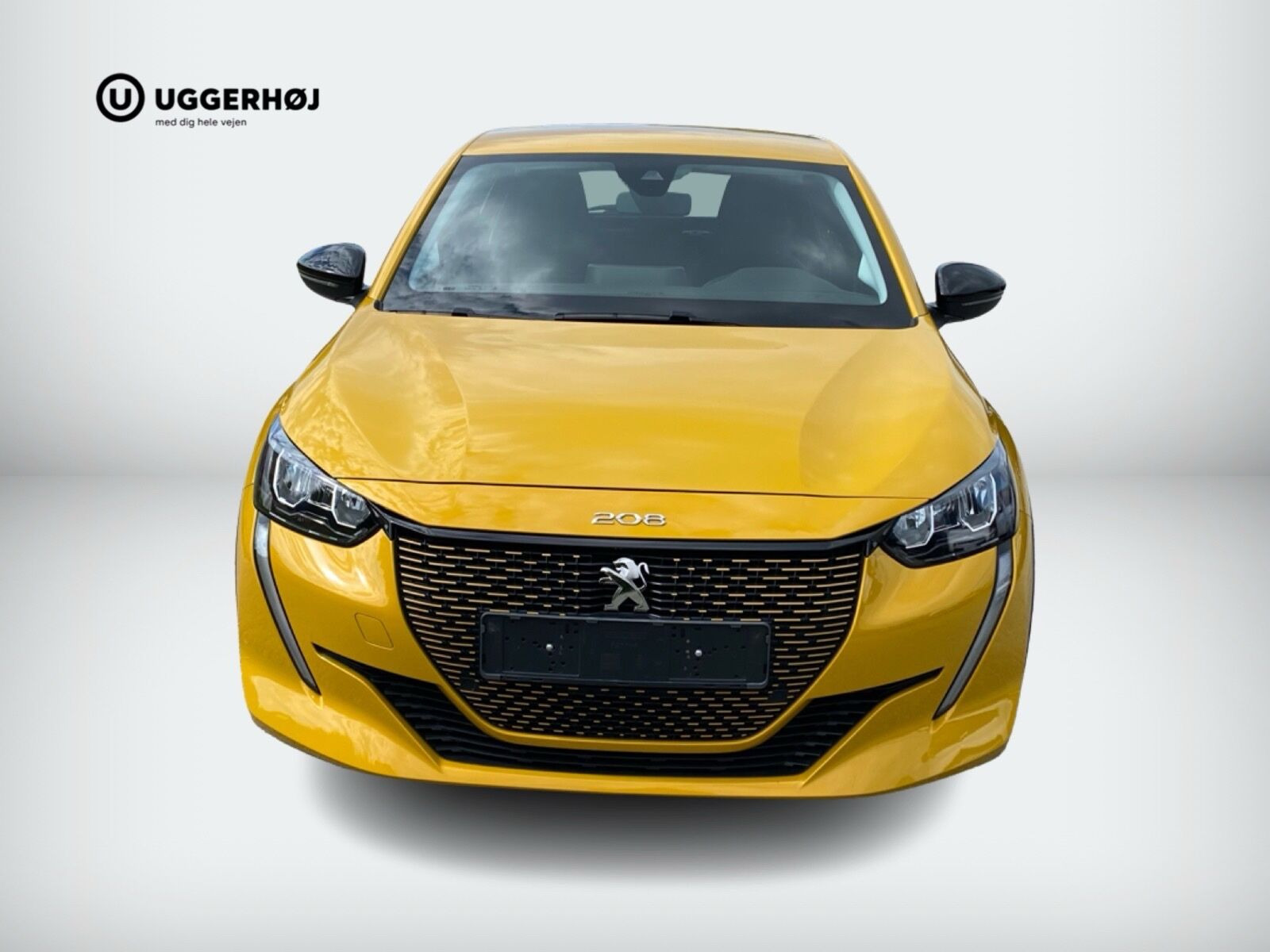 Gul Peugeot e-208 fra 2022