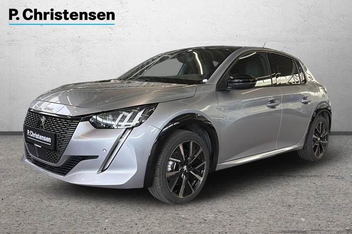 Grå Peugeot e-208 fra 2023