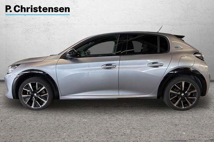 Grå Peugeot e-208 fra 2023