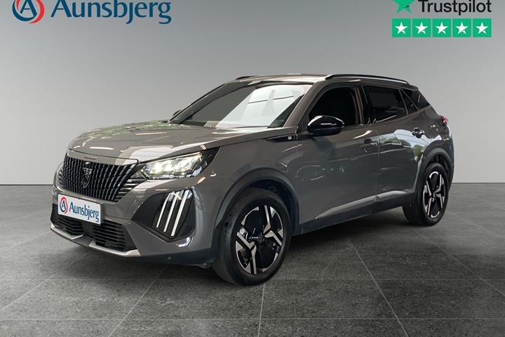 Grå Peugeot e-2008 fra 2025 set udefra