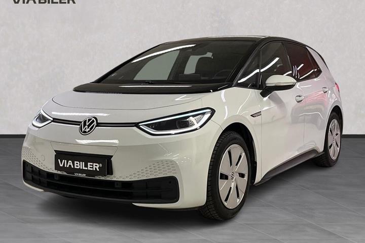 Hvid VW ID.3 fra 2021 set udefra