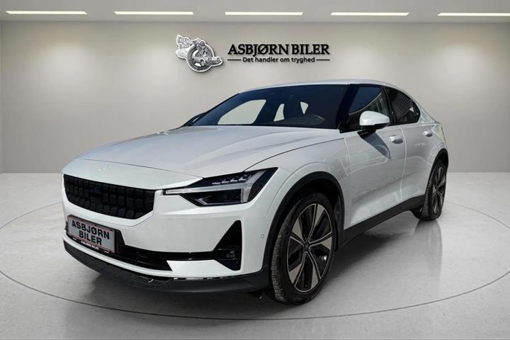 Hvid Polestar 2 fra 2022 set udefra