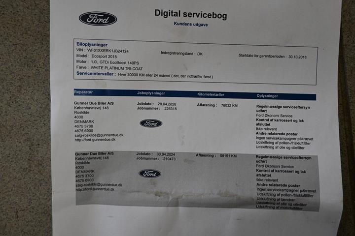 Hvid Ford EcoSport fra 2018