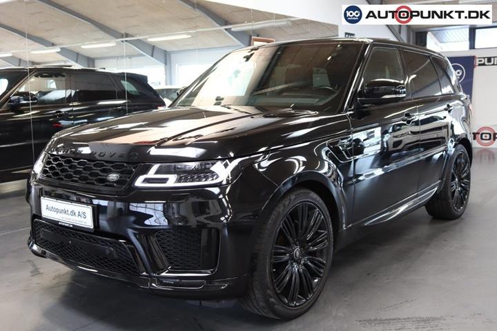 Sort Land Rover Range Rover sport fra 2018 set udefra