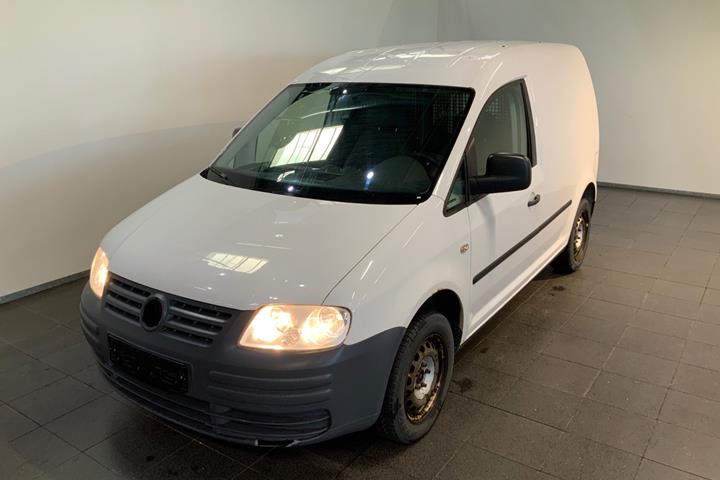 Hvid VW Caddy fra 2009 set udefra