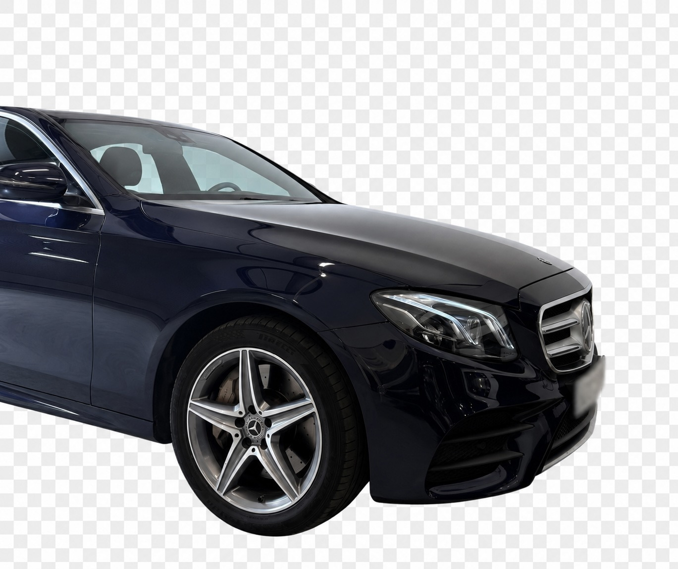 Blå Mercedes E300 de fra 2019