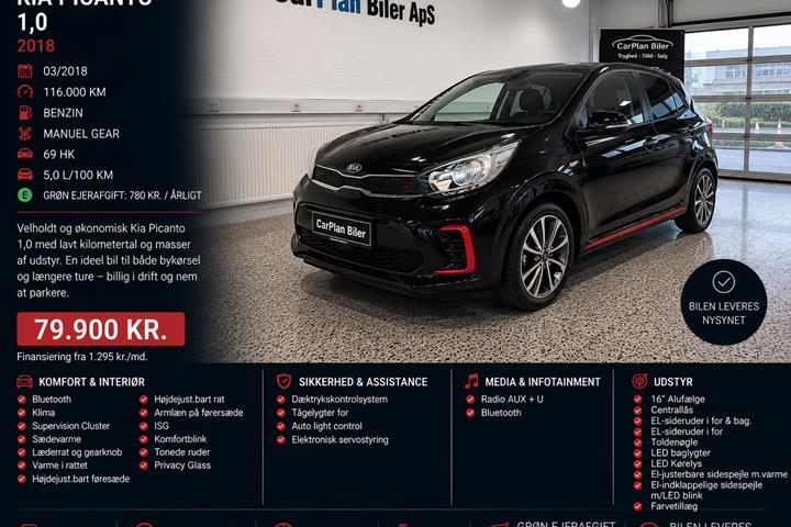 Sort Kia Picanto fra 2018 set udefra