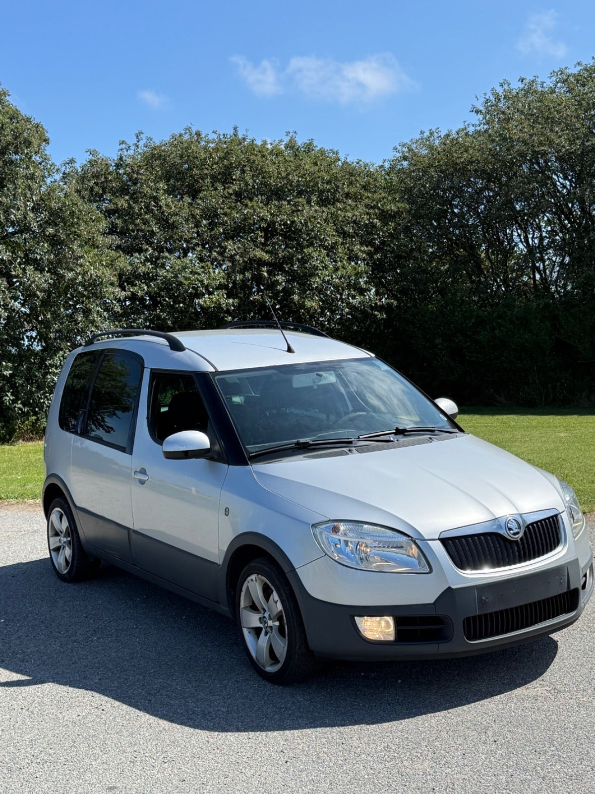 Sølv Skoda Roomster Scout fra 2008 set udefra