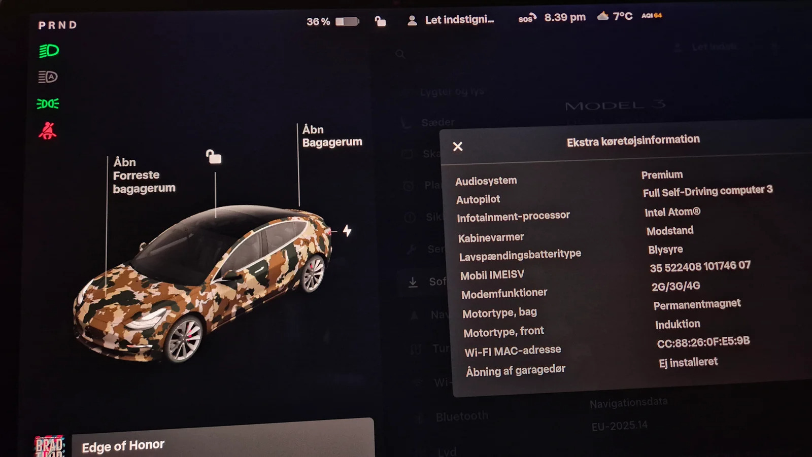 Hvid Tesla Model 3 fra 2019