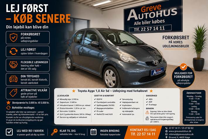 Grå Toyota Aygo fra 2011