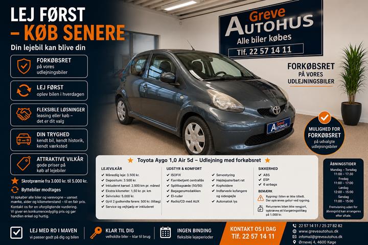 Grå Toyota Aygo fra 2011