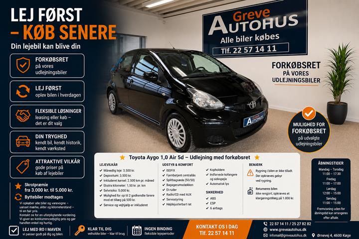 Sort Toyota Aygo fra 2011