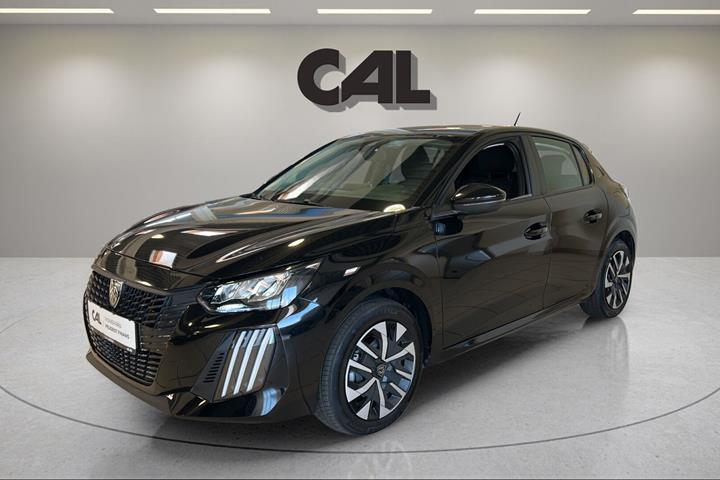 Sort Peugeot e-208 fra 2025 set udefra