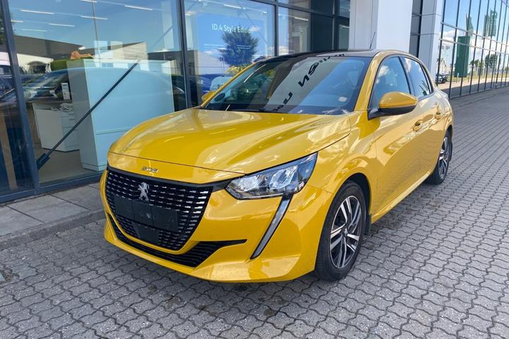 Gul Peugeot 208 fra 2020