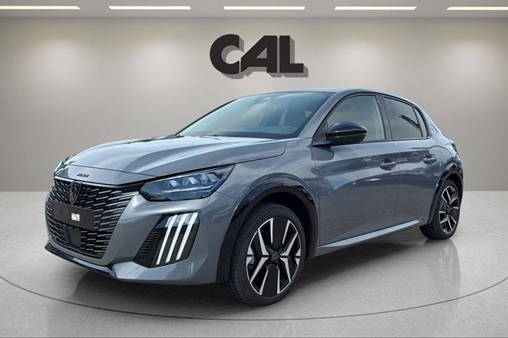 Grå Peugeot e-208 fra 2025 set udefra