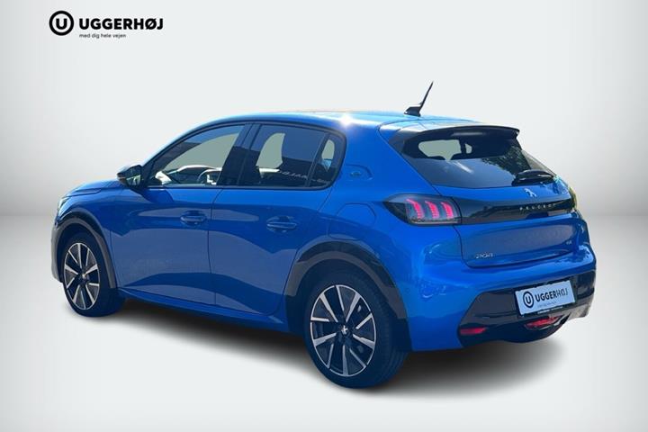 Blå Peugeot e-208 fra 2022