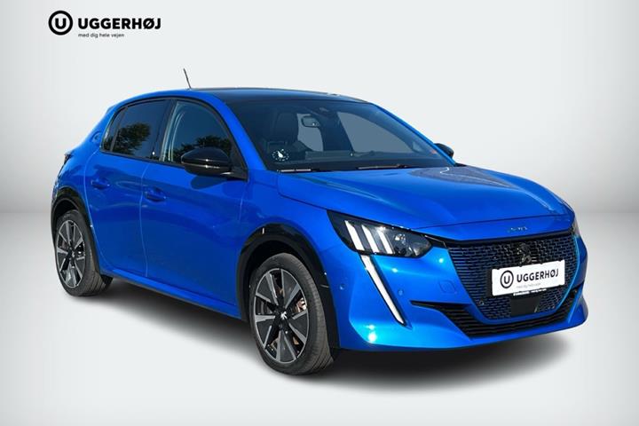 Blå Peugeot e-208 fra 2022