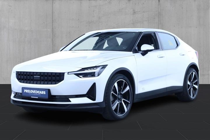 Hvid Polestar 2 fra 2021 set udefra
