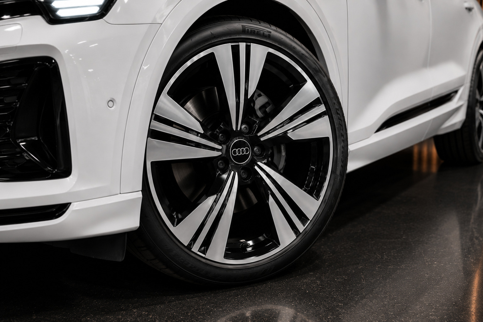 Hvid Audi Q8 e-tron fra 2023