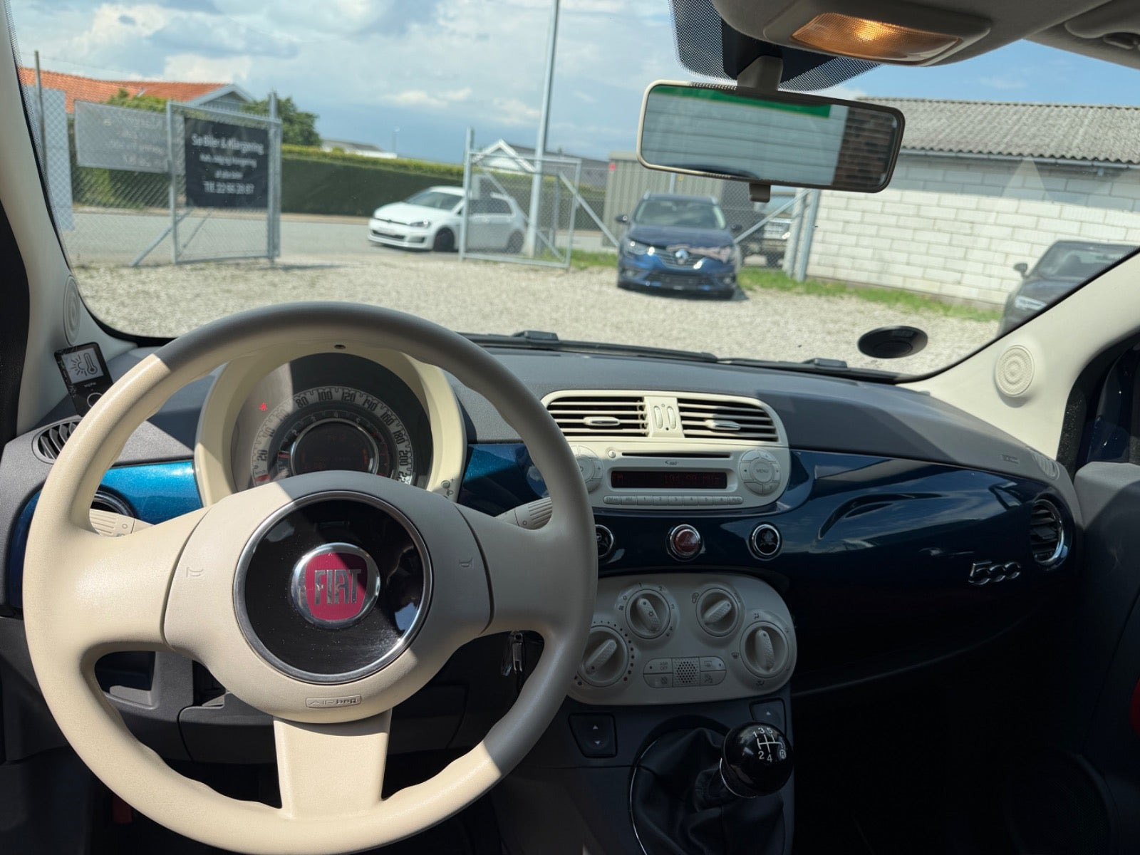 Blå Fiat 500 fra 2008