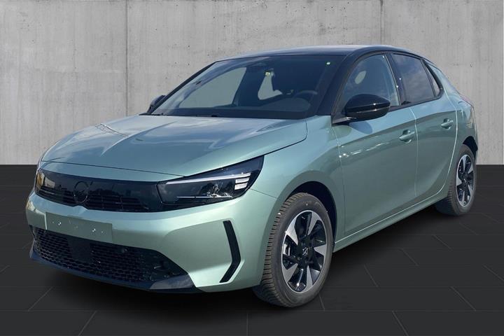 Grøn Opel Corsa-e fra 2026 set udefra
