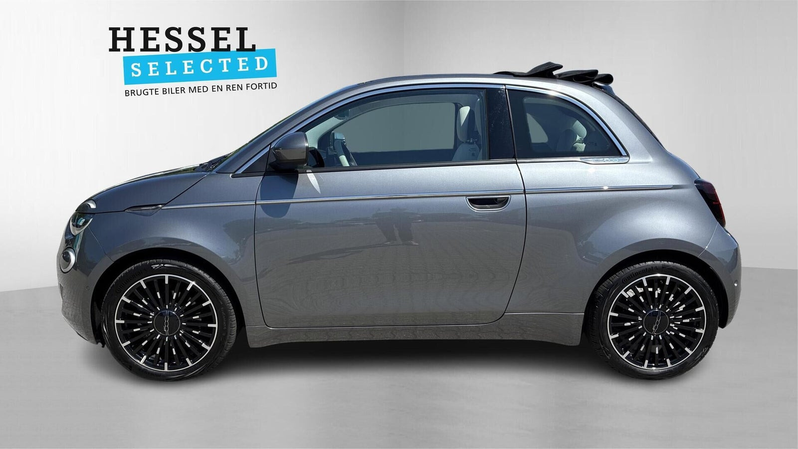 Grå Fiat 500e fra 2023