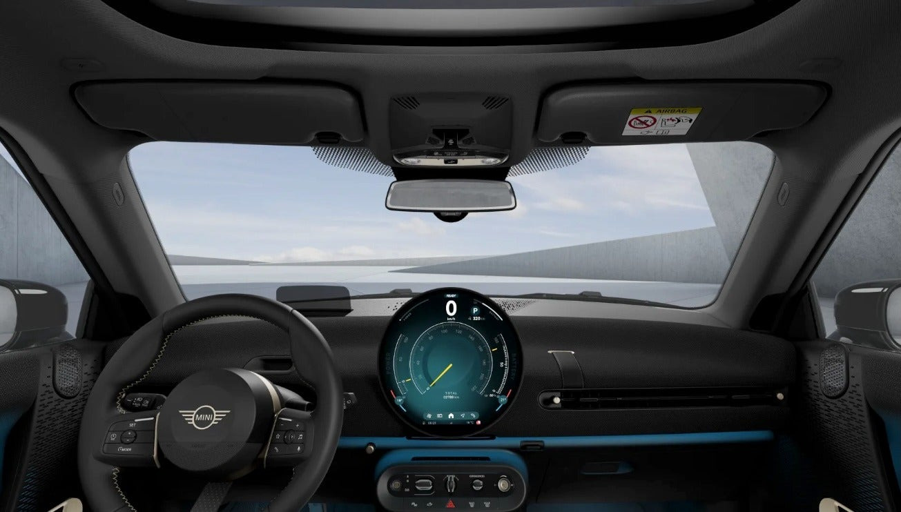 Blå Mini Cooper SE fra 2024