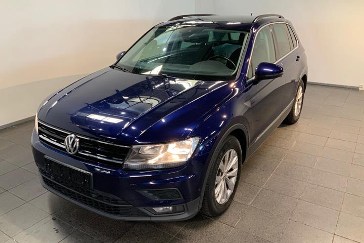 Blå VW Tiguan fra 2019 set udefra