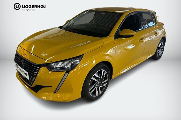 Gul Peugeot 208 fra 2021 set udefra