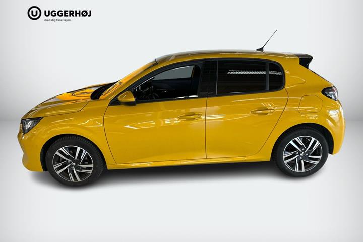 Gul Peugeot 208 fra 2021