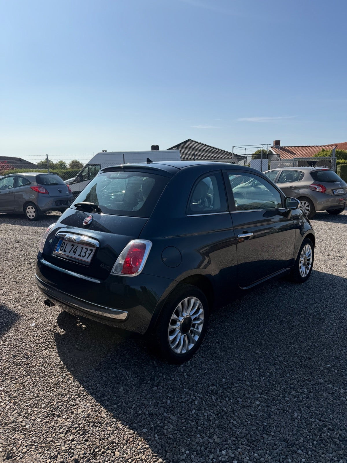 Blå Fiat 500 fra 2008