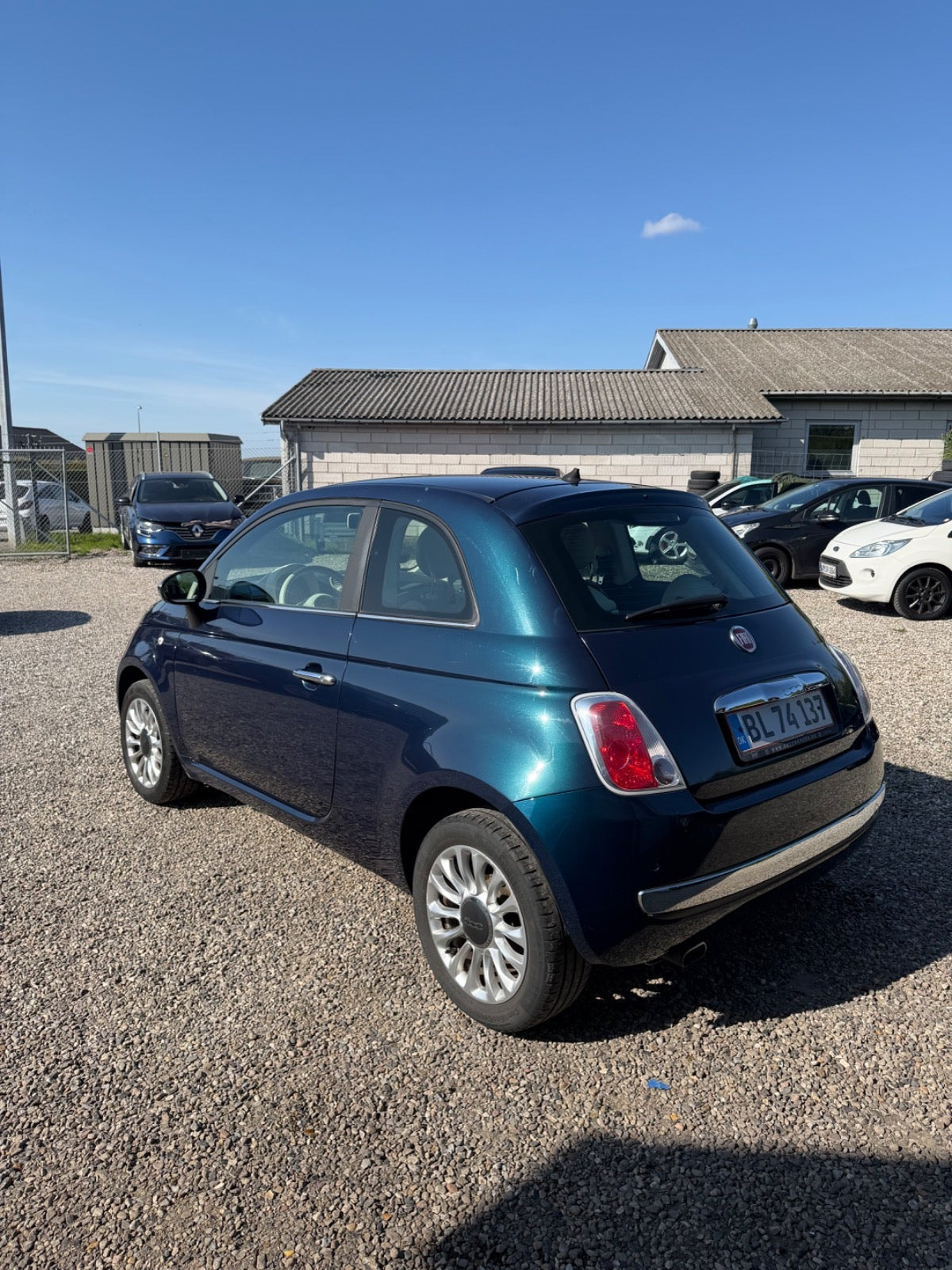 Blå Fiat 500 fra 2008
