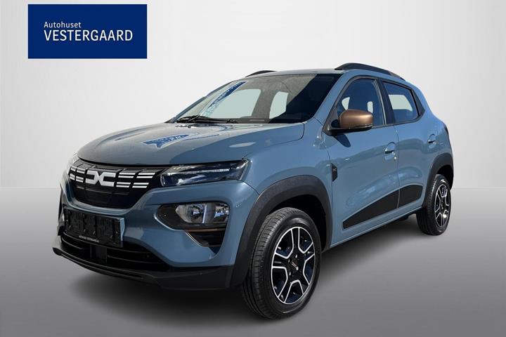 Blå Dacia Spring fra 2023 set udefra
