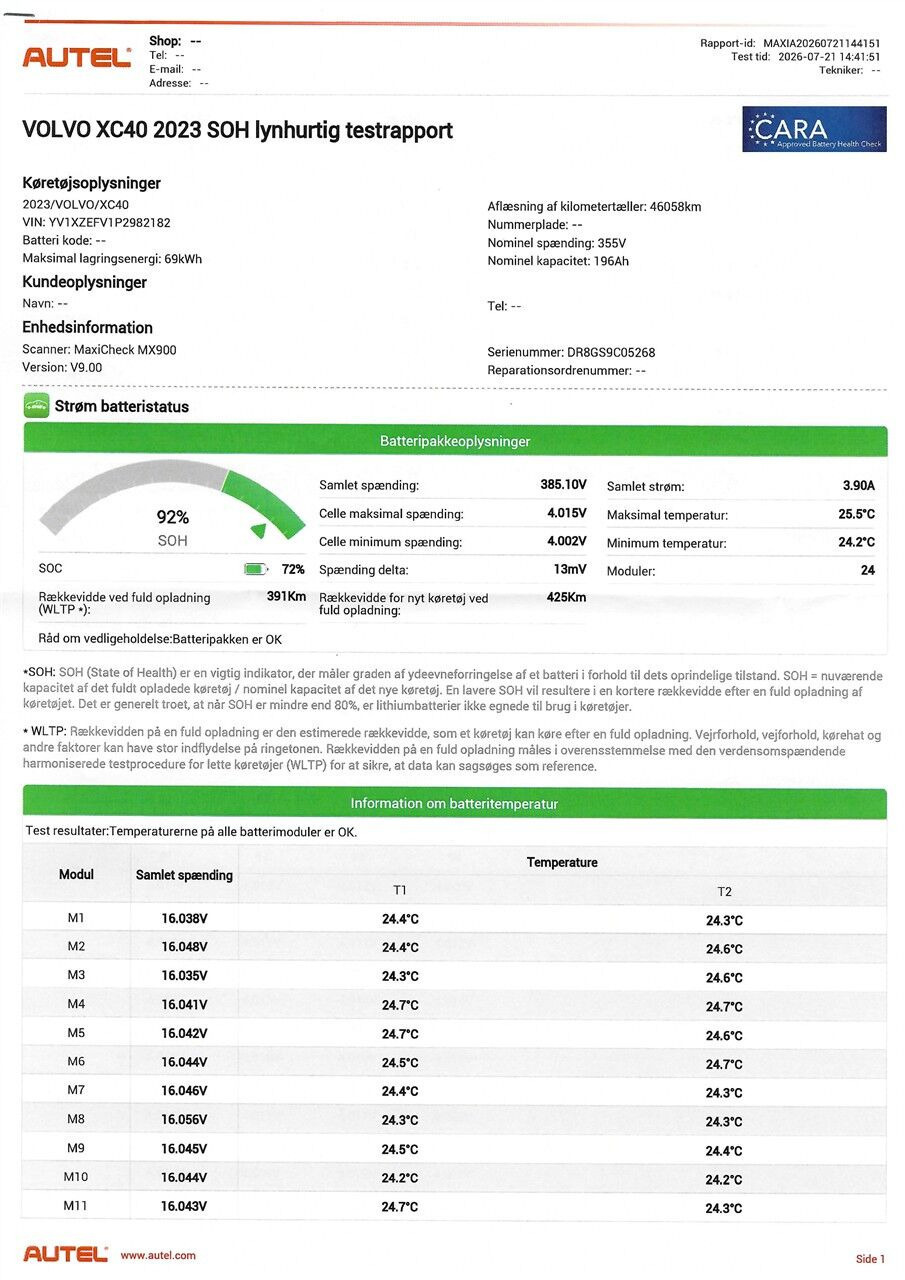 Grå Volvo XC40 fra 2022