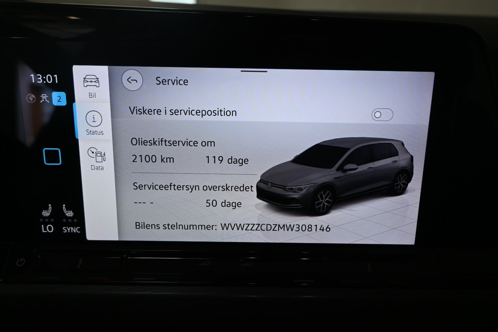 Blå VW Golf VIII fra 2021