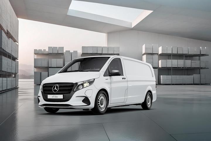 Hvid Mercedes eVito fra 2025 set udefra