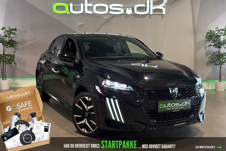 Sort Peugeot e-208 fra 2024
