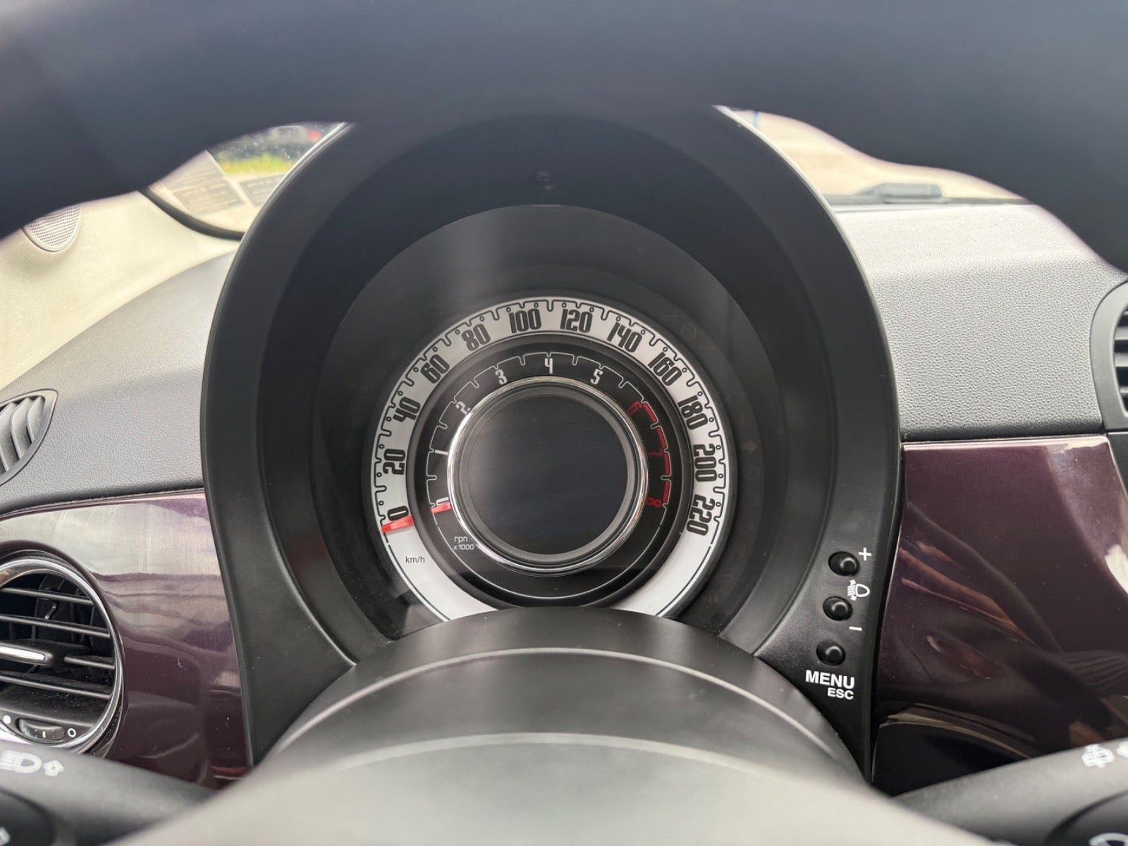 Blå Fiat 500 fra 2008