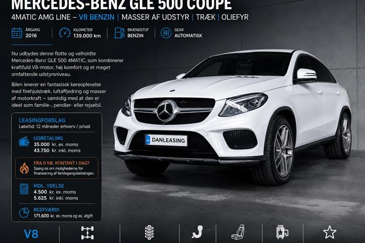 Hvid Mercedes GLE500 fra 2016 set udefra