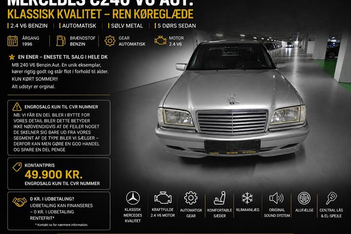 Sølv Mercedes C240 fra 1996