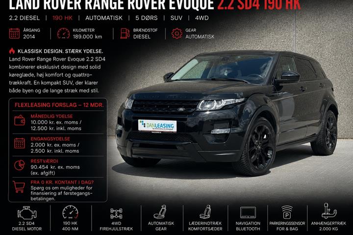 Sort Land Rover Range Rover evoque fra 2014