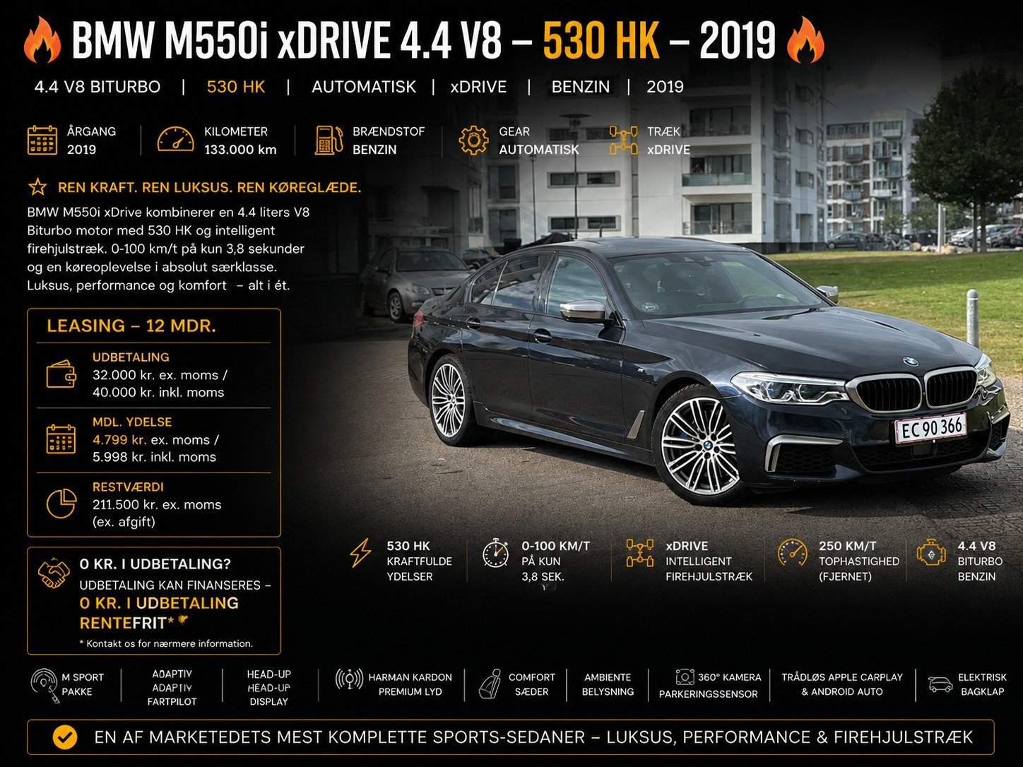 Sort BMW M550i fra 2019